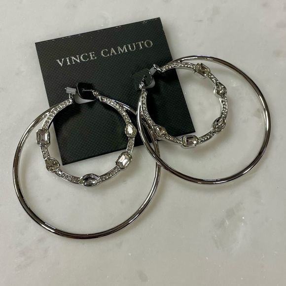 + VINCE CAMUTO + Crystal Hoop Earrings - Picture 2 of 3